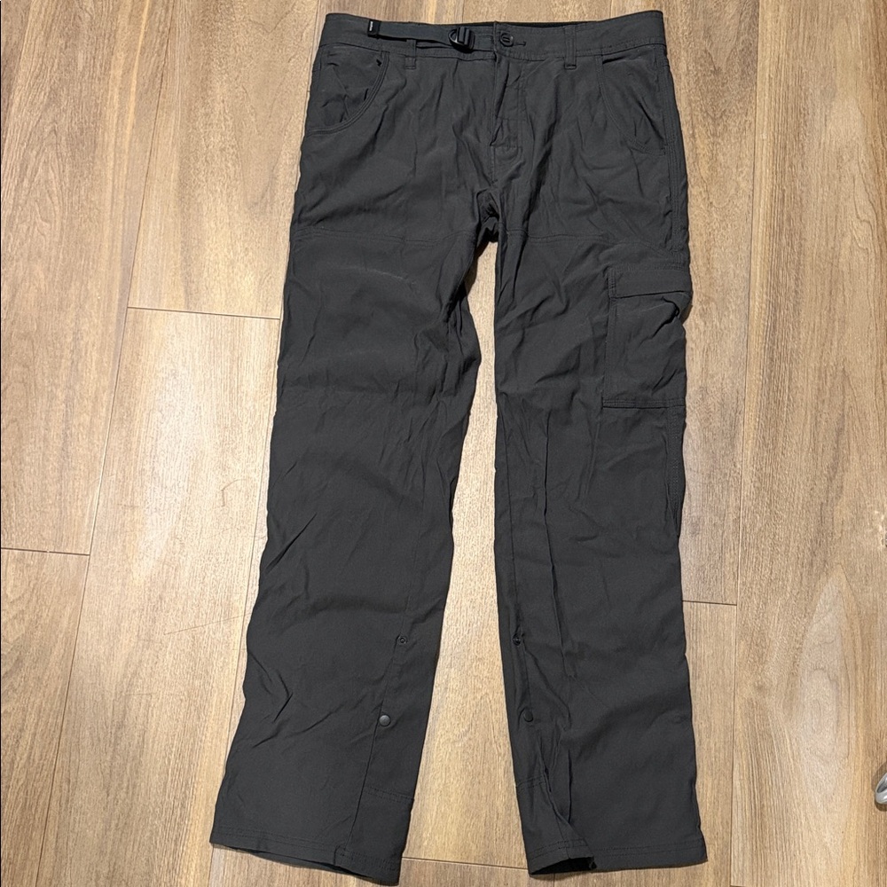 PrAna Stretch Zion Mens Hike Pants Gray Convertible Hiking